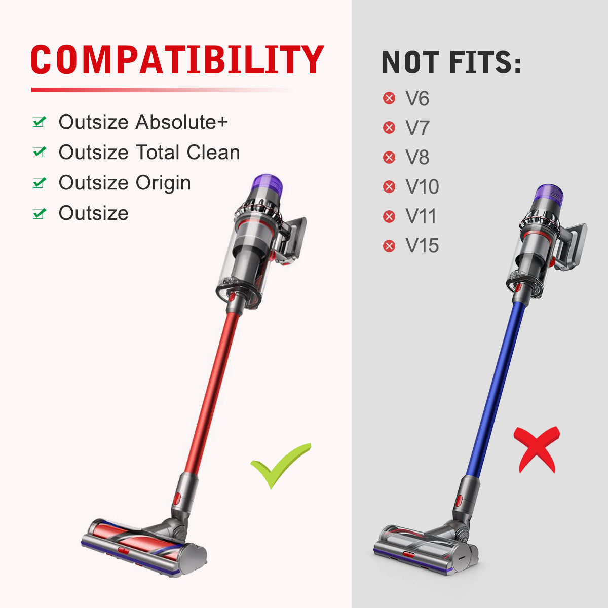 compatible with Dyson Outsize Absolute Plus, Outsize, Outsize Origin, Outsize Total Clean Cordless Vacuum.