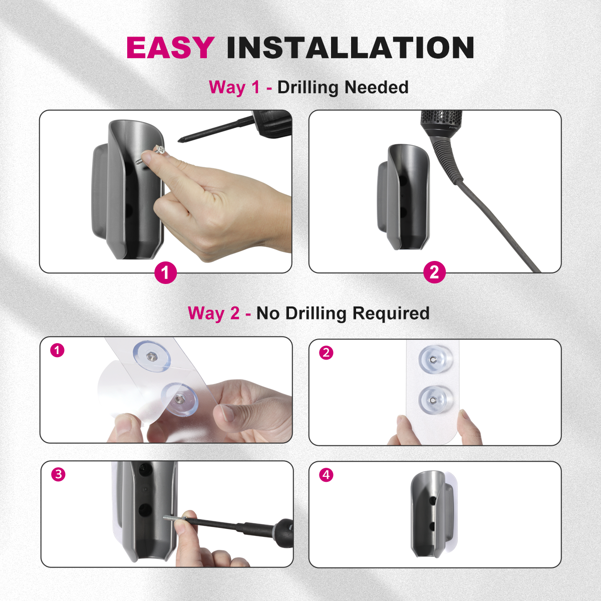 2 ways to snstallation Wall Mount Holder