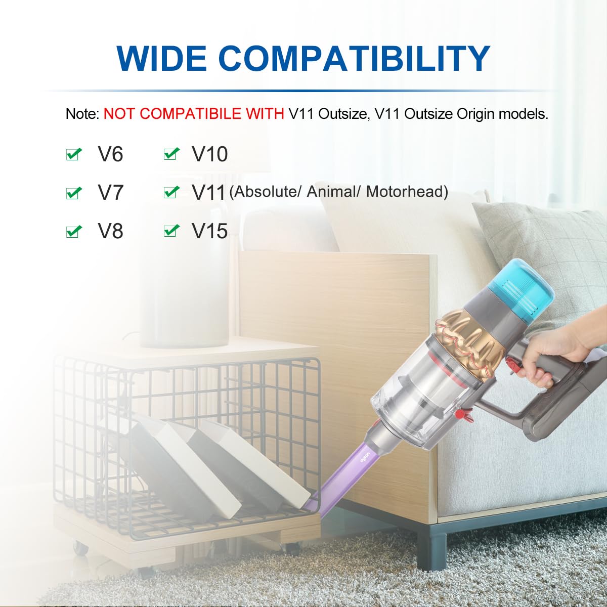 Specifically designed to be compatible with Dyson V15 Detect V11 V10 SV10(V8) V7 V6 Absolute Motorhead Series Stick Cordless Vacuum Cleaner