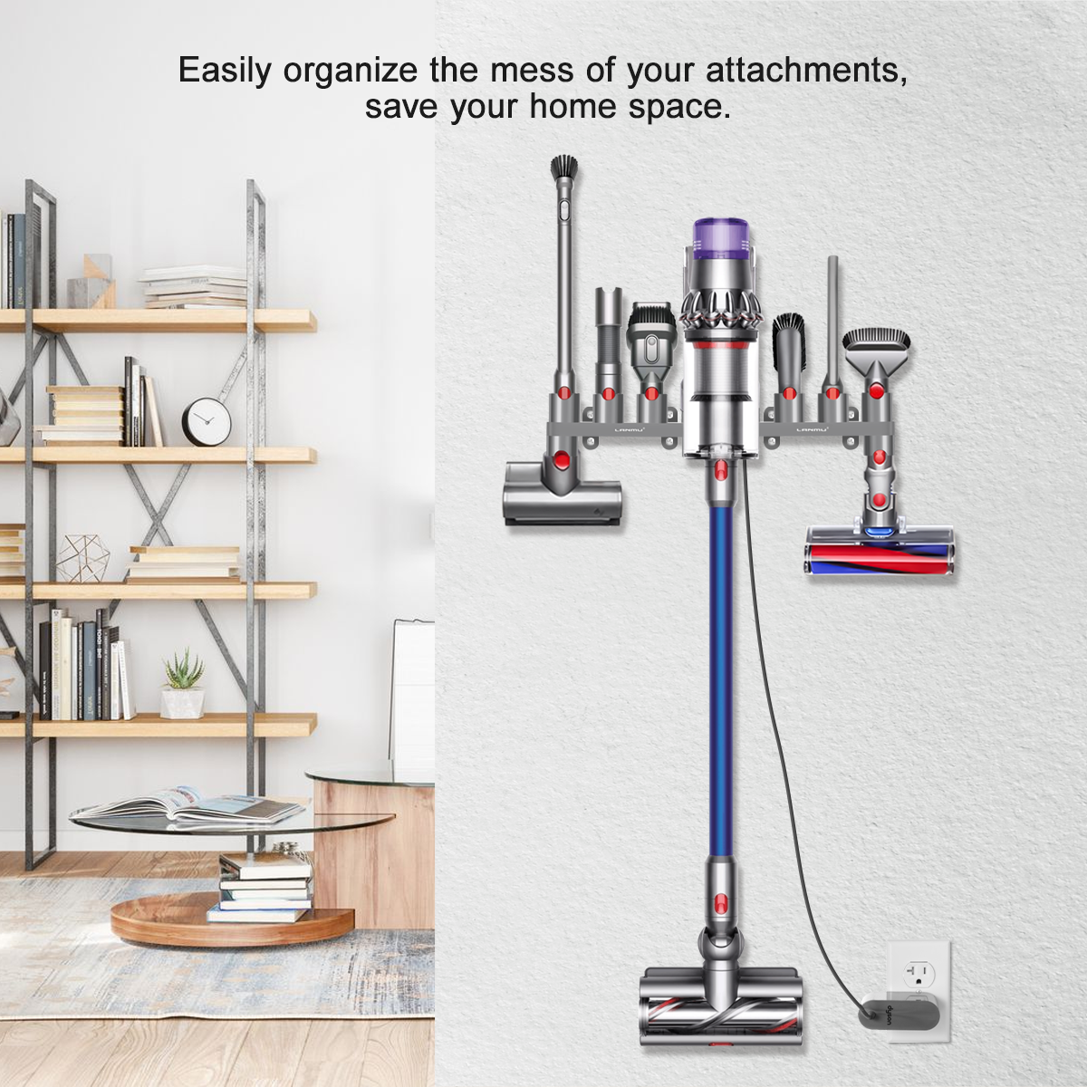  Keeps all parts for Dyson stick vacuum handy and organized. 
