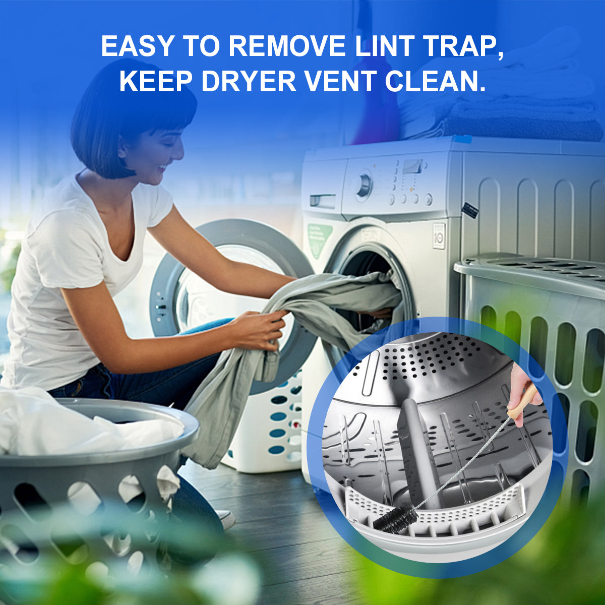 Using LANMU Dryer Vent Cleaner Kit ,easy to remove lint trap, keep dryer vent clean.