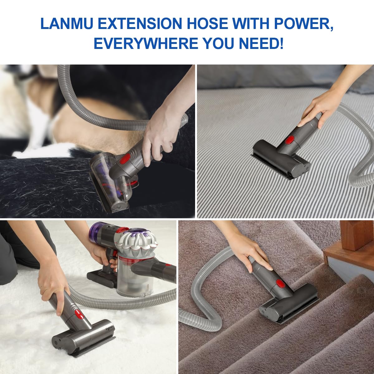 Made of high-quality PVC and metal material. LANMU extension hose with power, everywhere you need!